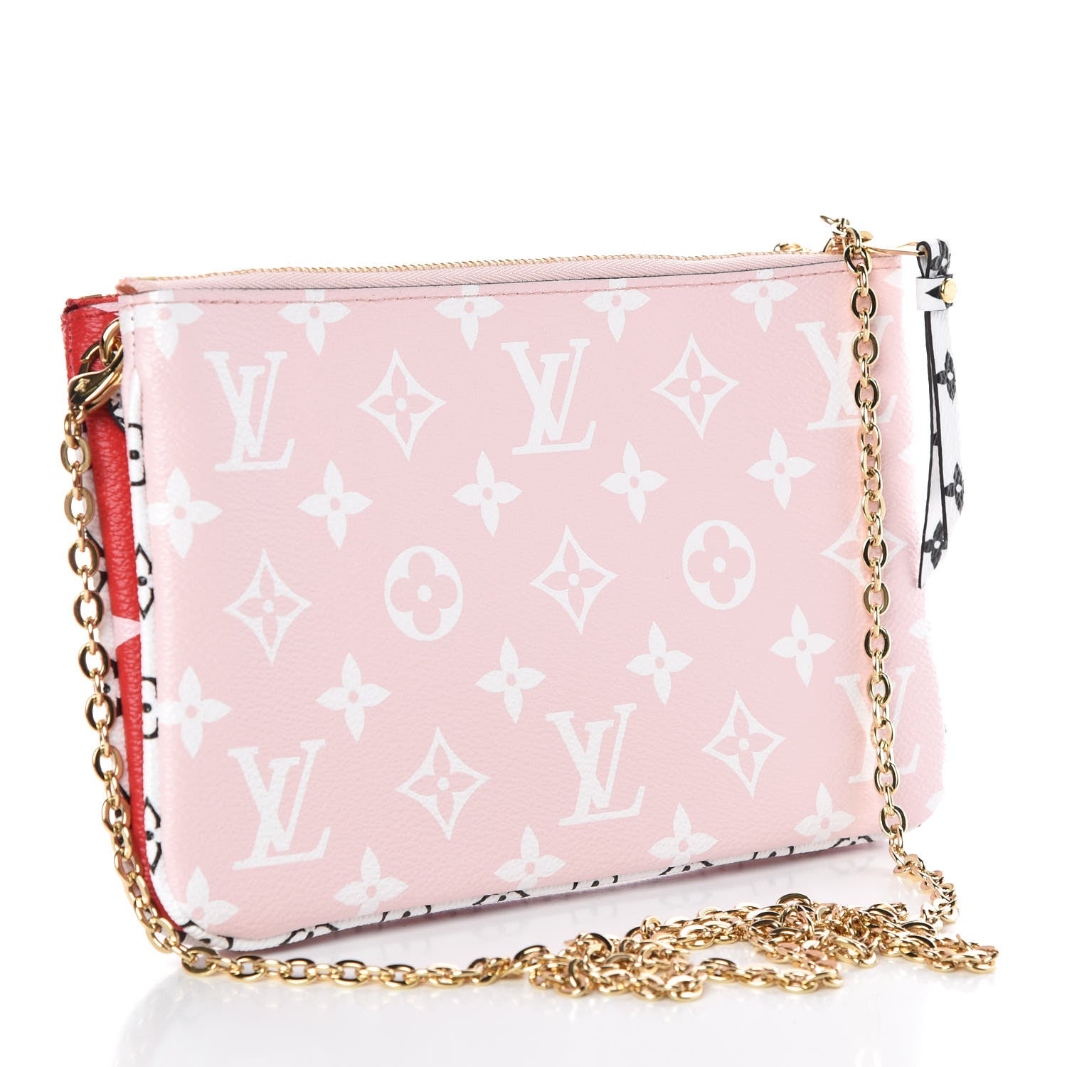 Louis Vuitton Monogram Giant Double Zip Pochette Rouge 3 of 8
