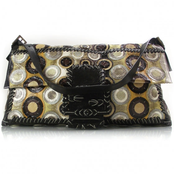Extra Large Snakeskin Circles Baguette Bag