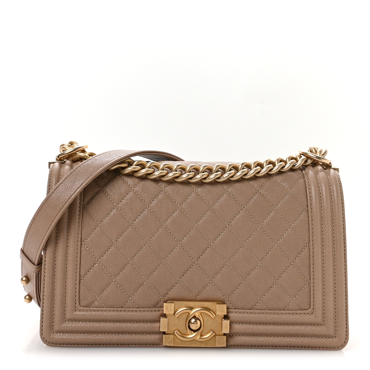 Chanel Caviar Quilted Medium Boy Flap Dark Beige 1 of 11