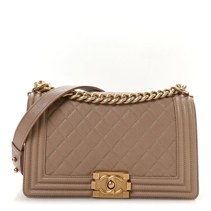 Chanel Caviar Quilted Medium Boy Flap Dark Beige 1 of 11