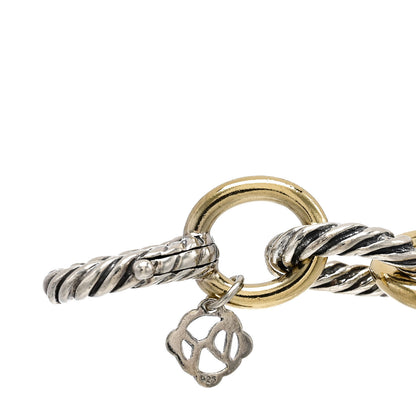 David Yurman Sterling Silver 18K Yellow Gold 12mm Large Oval Link Bracelet 3 of 5
