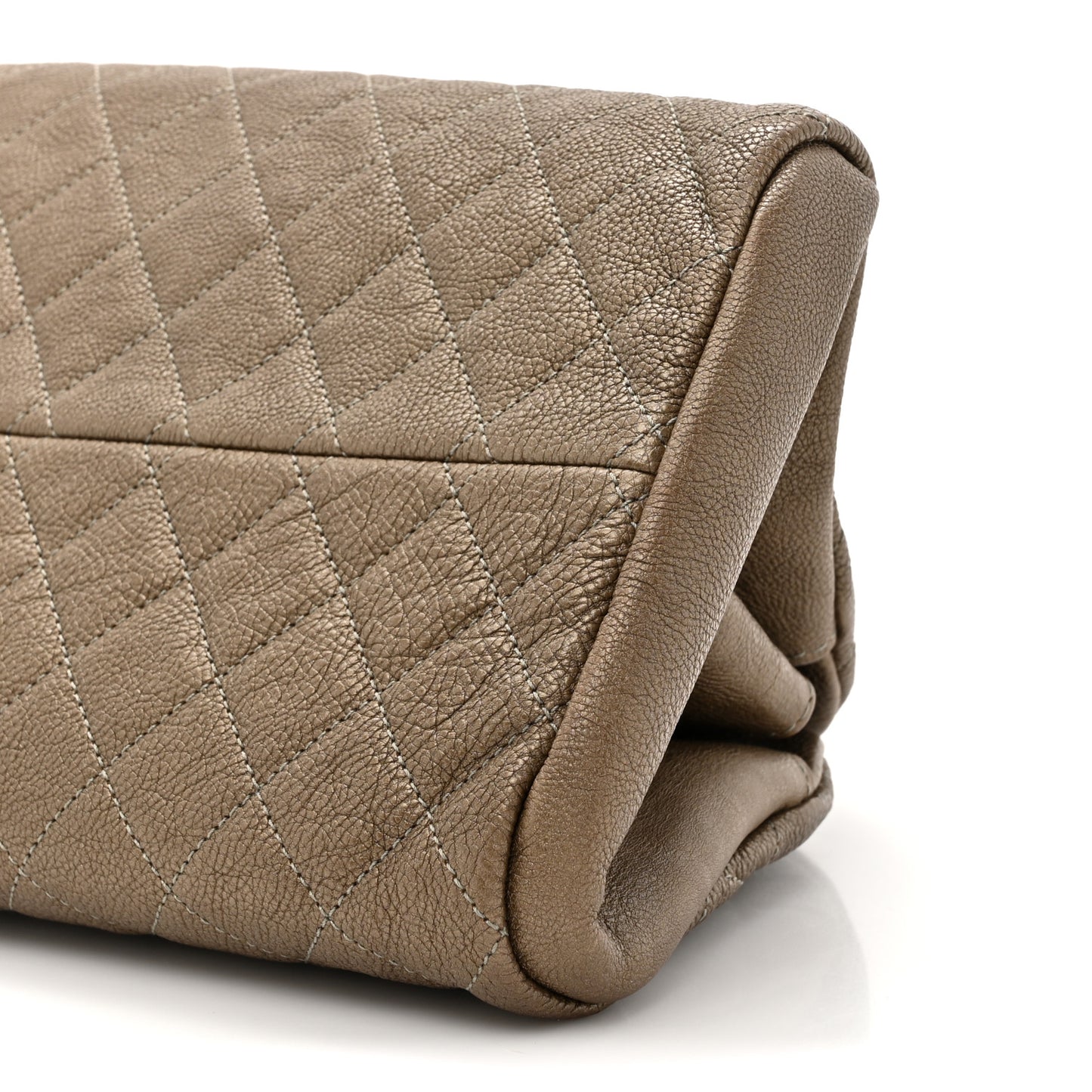Metallic Caviar Quilted Medium Just Mademoiselle Bowling Bag Gold