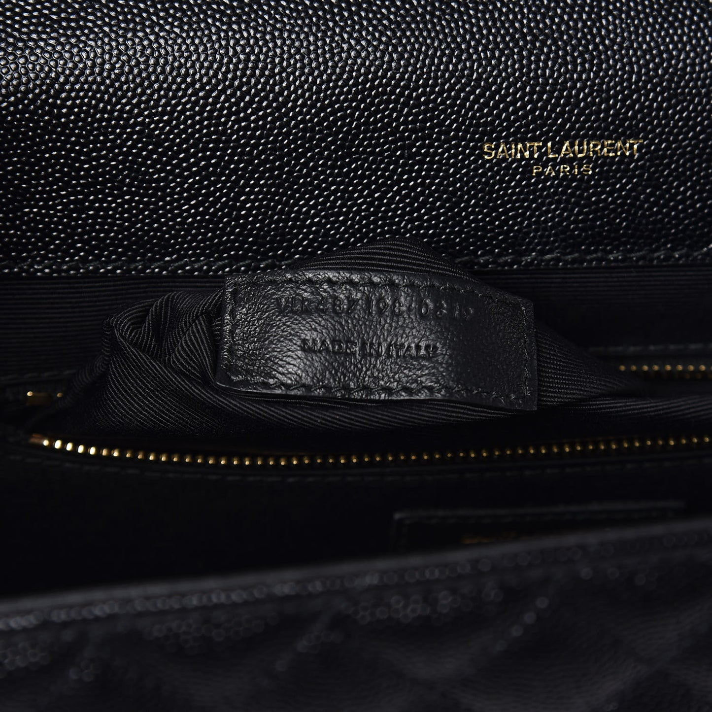 Grain De Poudre Textured Mixed Matelasse Large Triquilt Monogram Satchel Black