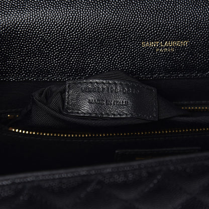Saint Laurent Grain De Poudre Textured Mixed Matelasse Large Triquilt Monogram Satchel Black 7 of 10