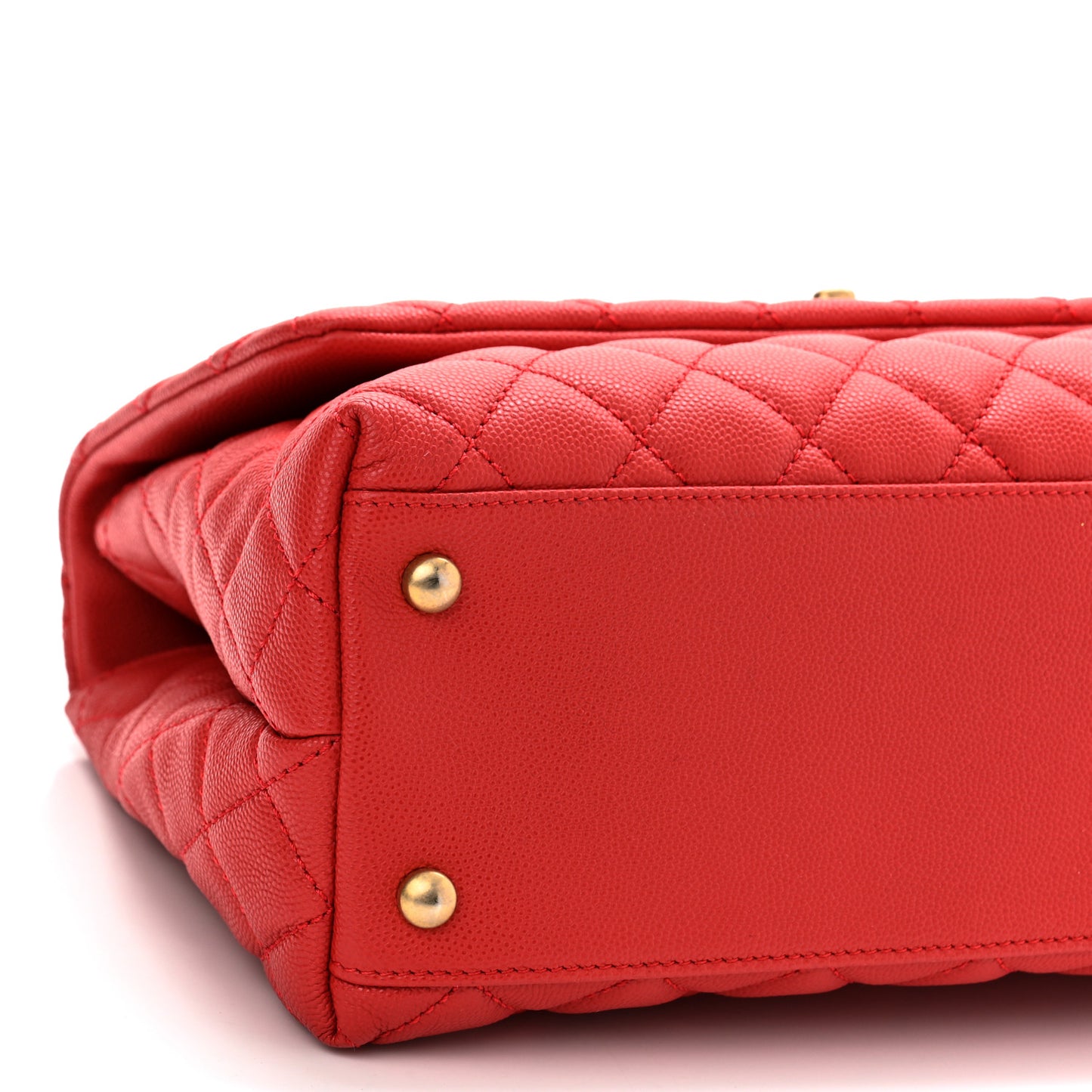 Caviar Quilted Small Coco Handle Flap Red