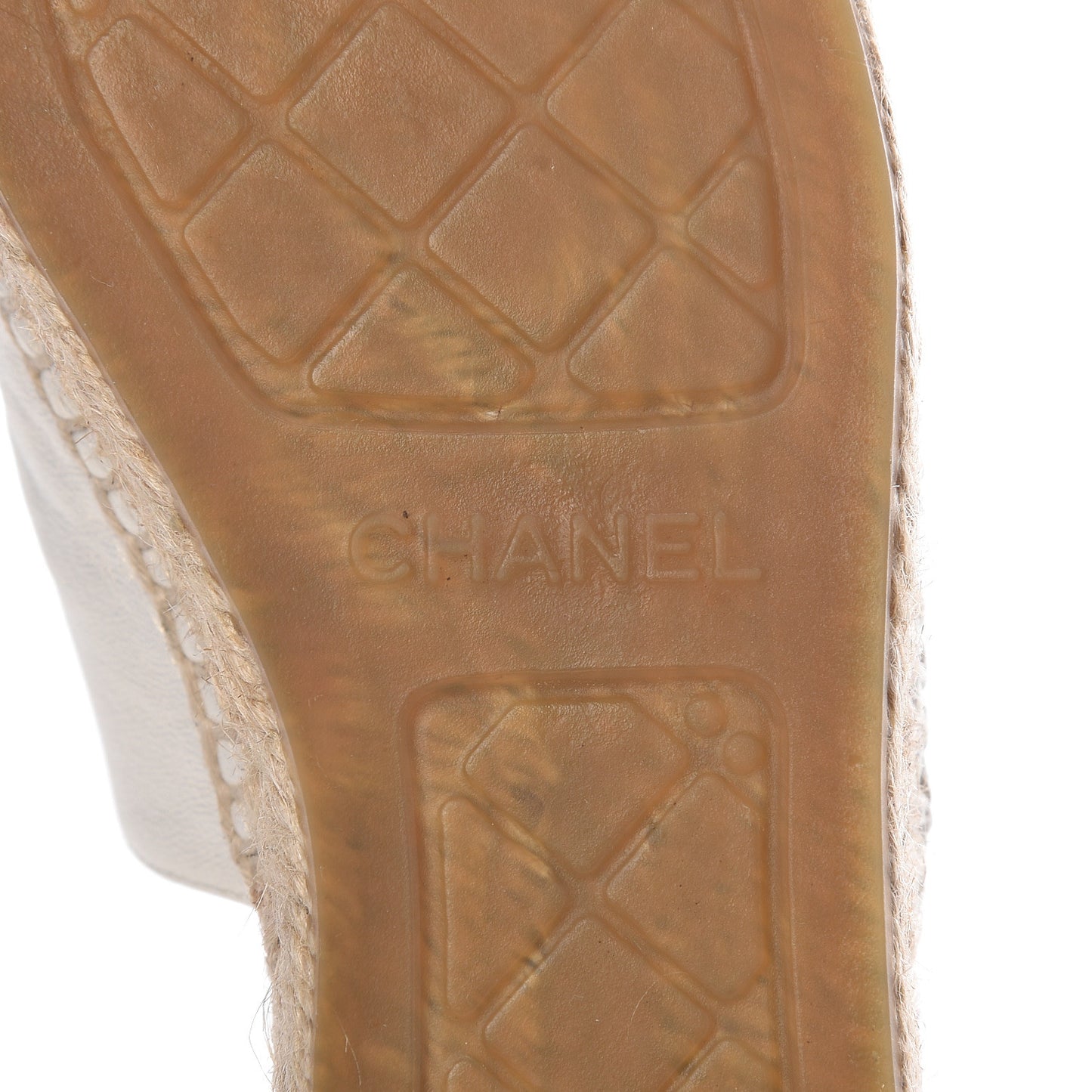 Iridescent Goatskin CC Espadrille Mules 36 Ivory Black
