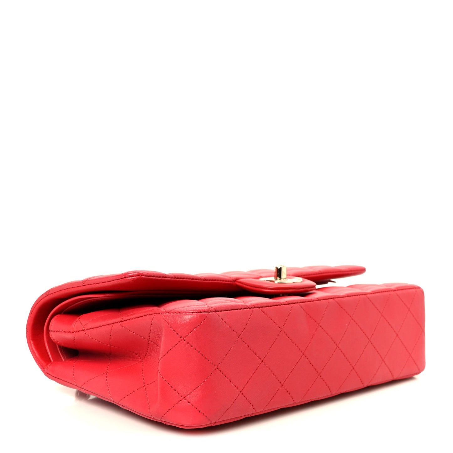 Lambskin Quilted Medium Double Flap Dark Pink