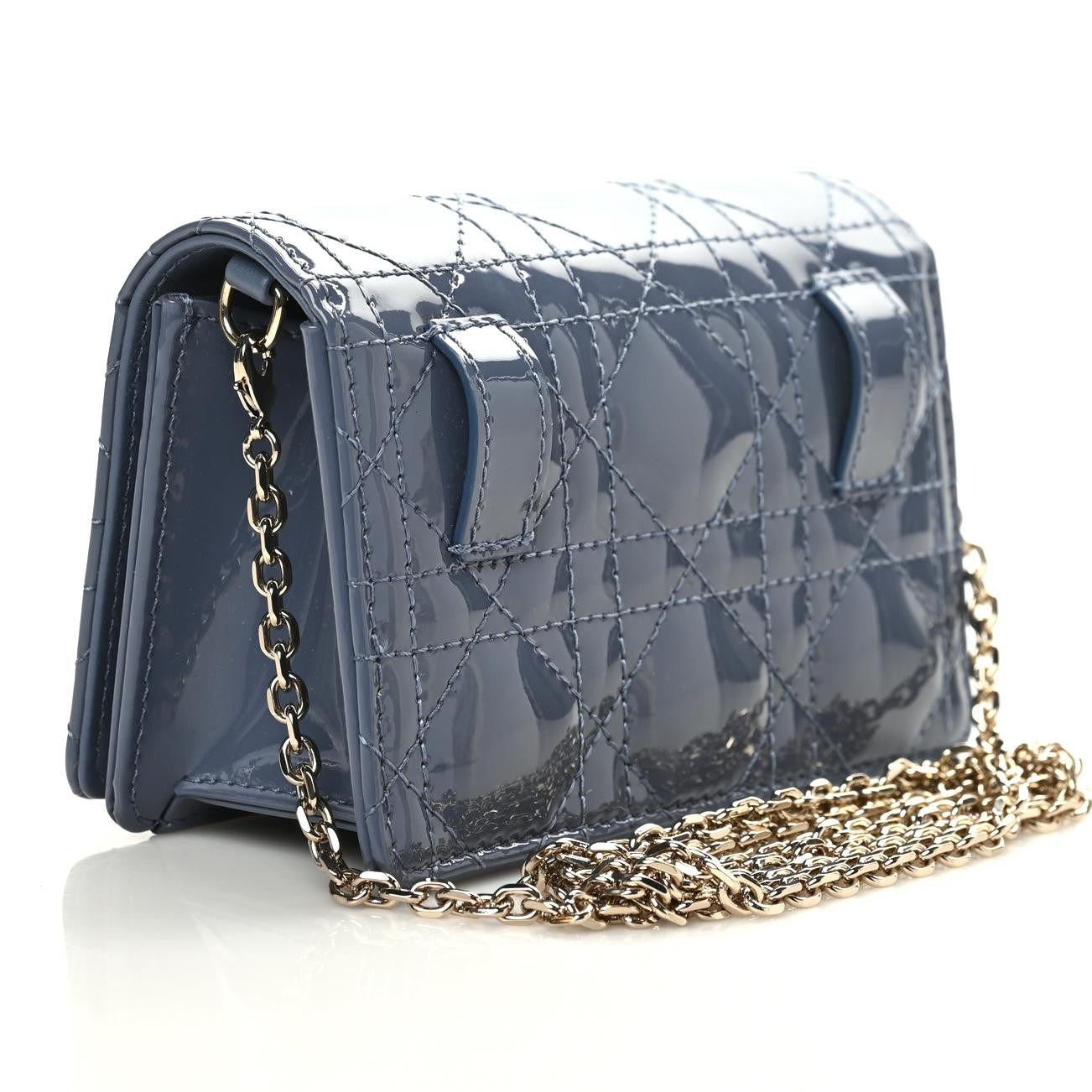 Patent Cannage Nano Lady Dior Pouch Cloud Blue