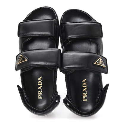 Prada Nappa Quilted Padded Slingback Sandals 37 Black 2 of 10