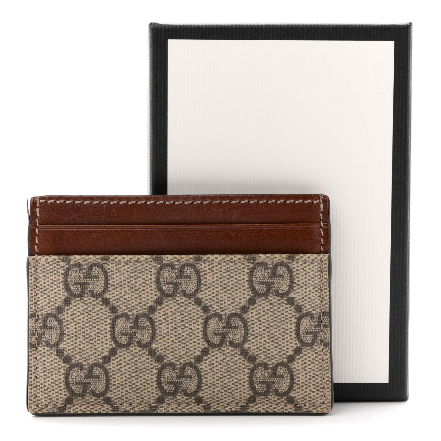 Gucci - Linea Leather-trimmed Printed Coated-canvas Cardholder - Beige