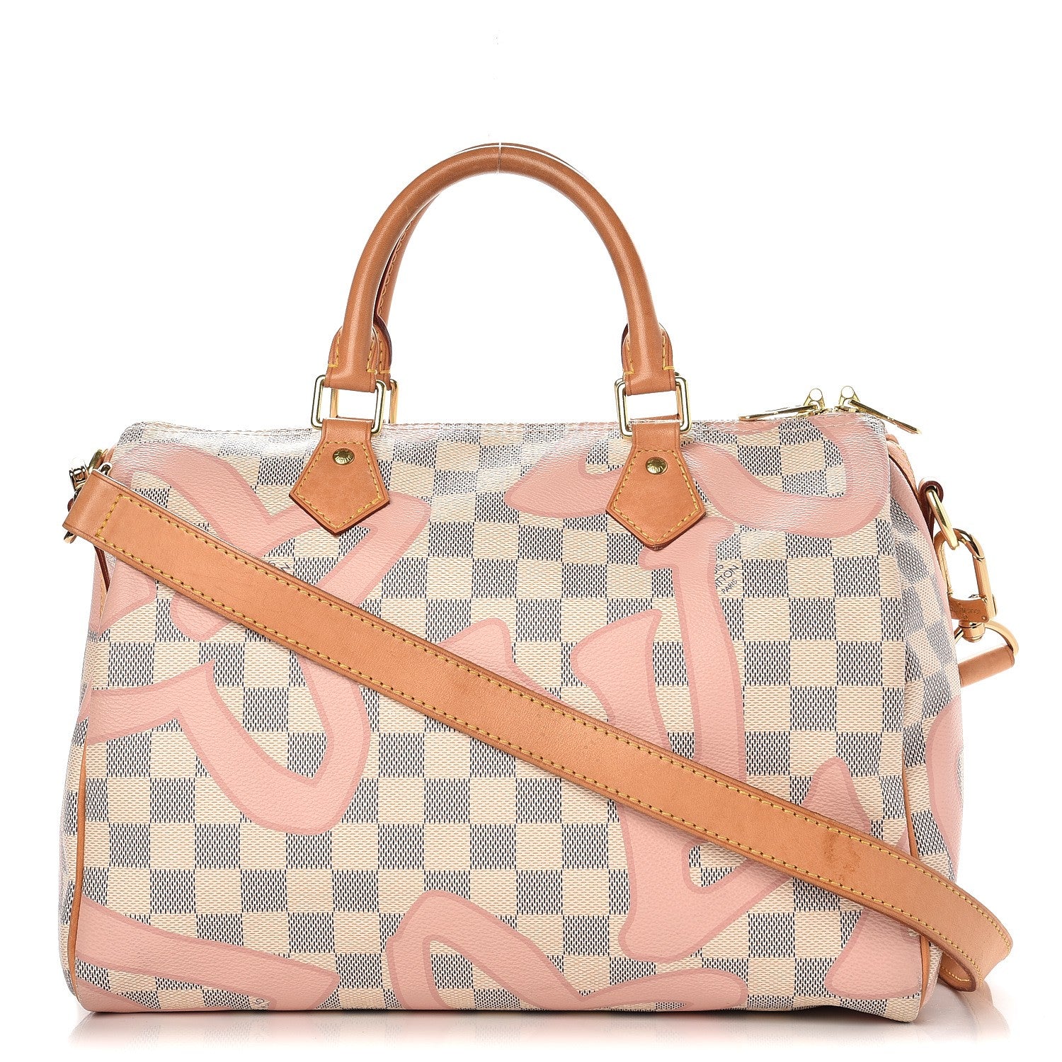 Louis Vuitton Damier Azur Tahitienne Speedy Bandouliere 30 Rose Ballerine 1 of 19