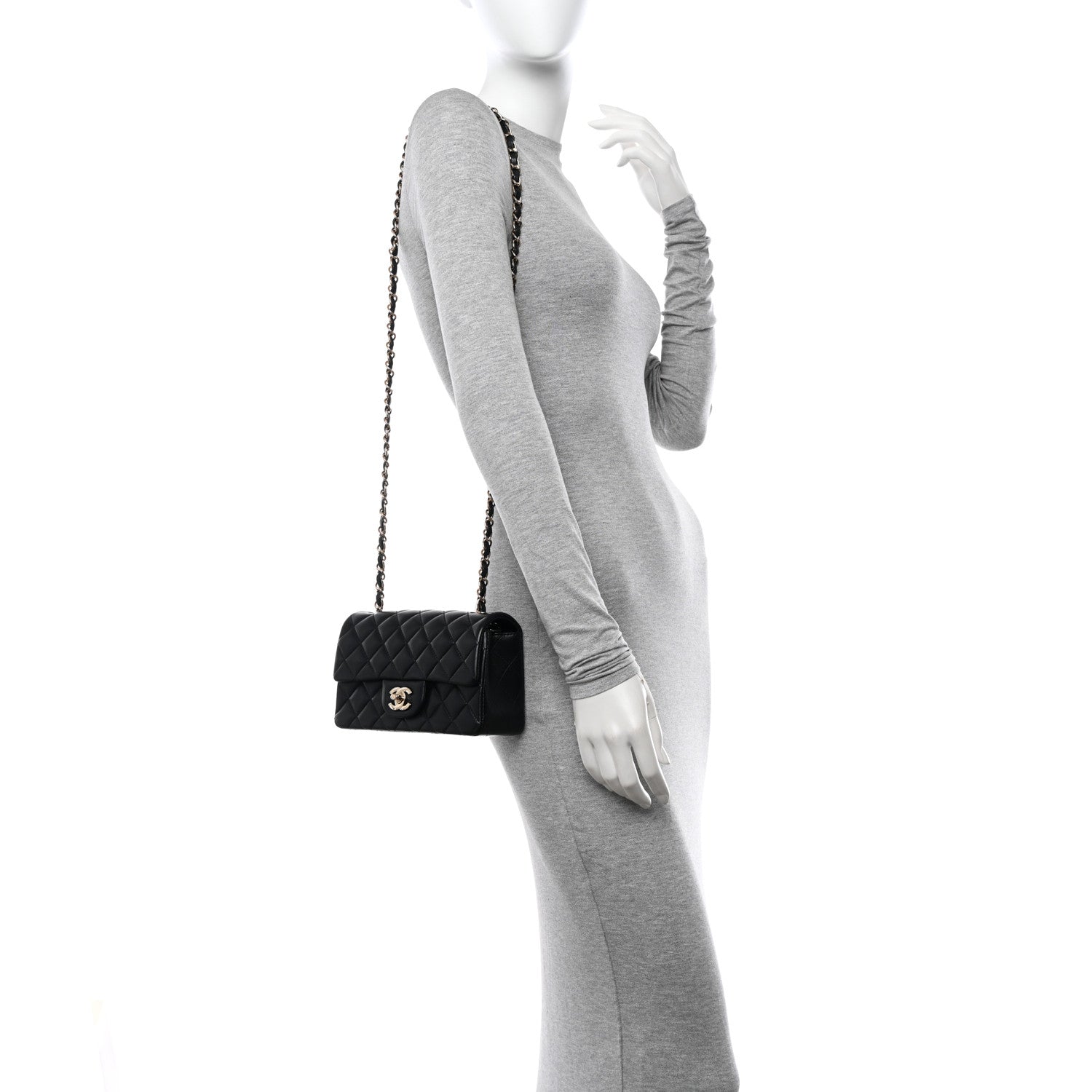 Chanel Lambskin Quilted Mini Rectangular Flap Black 2 of 11