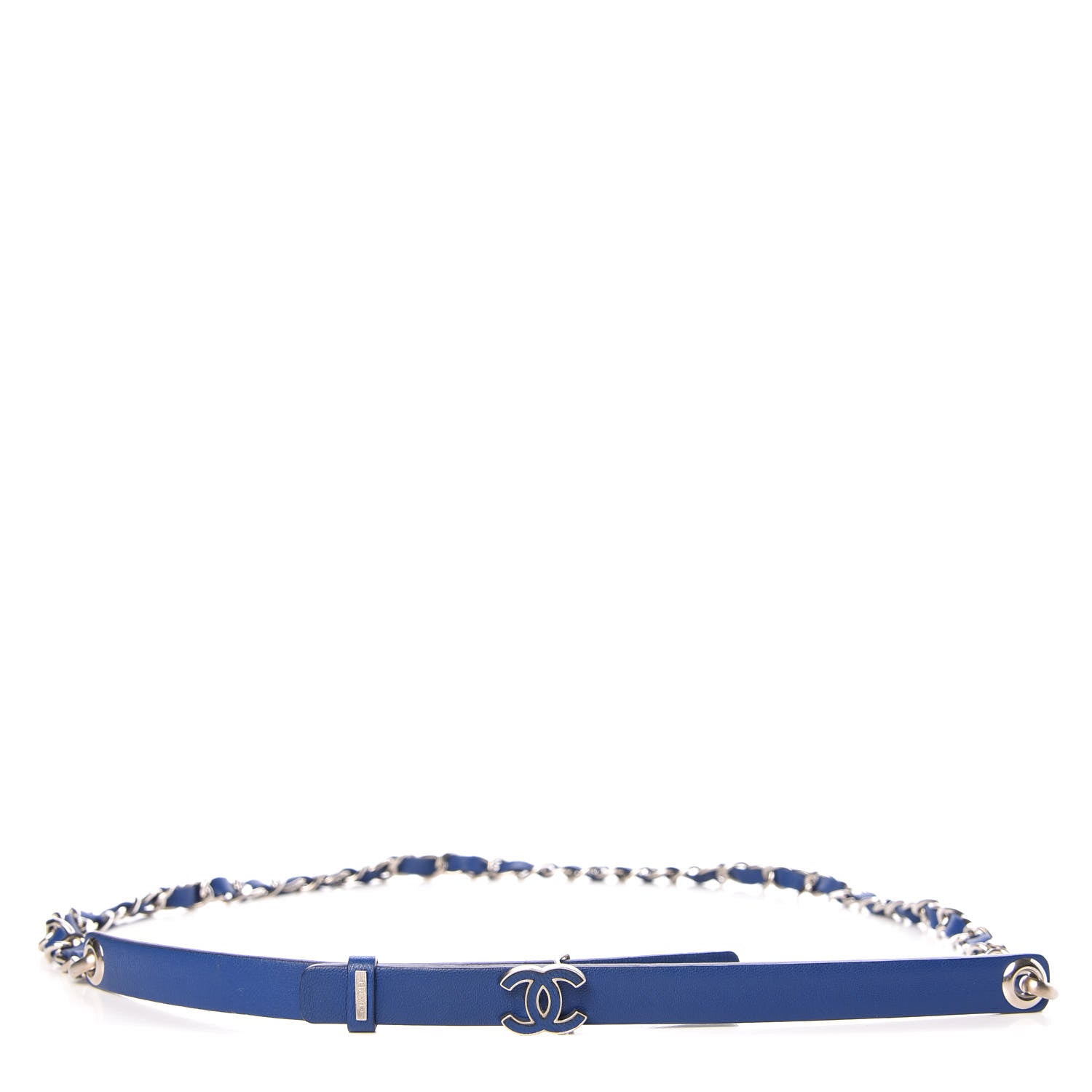 Chanel Lambskin CC Chain Belt 85 34 Blue Silver 1 of 7