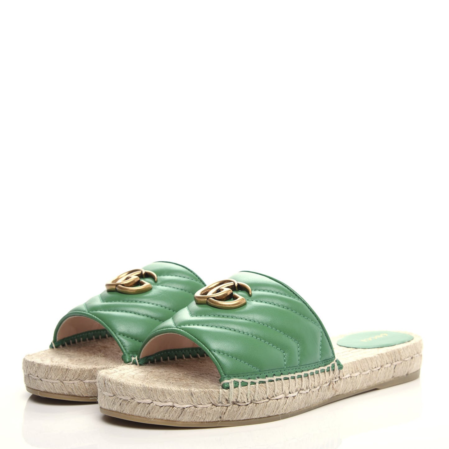 Nappa Matelasse GG Marmont Espadrille Slide Sandals 40 New Shamarock