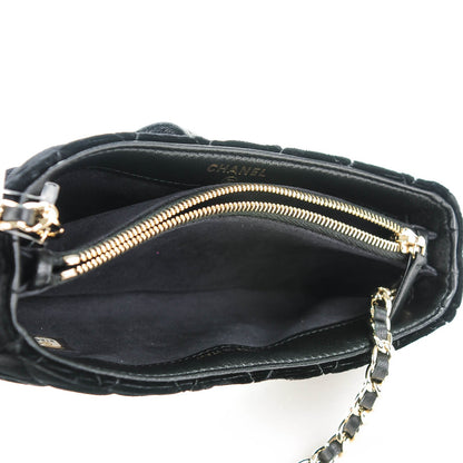 Chanel Velvet Quilted Mini Phone Holder Clutch Black 5 of 8