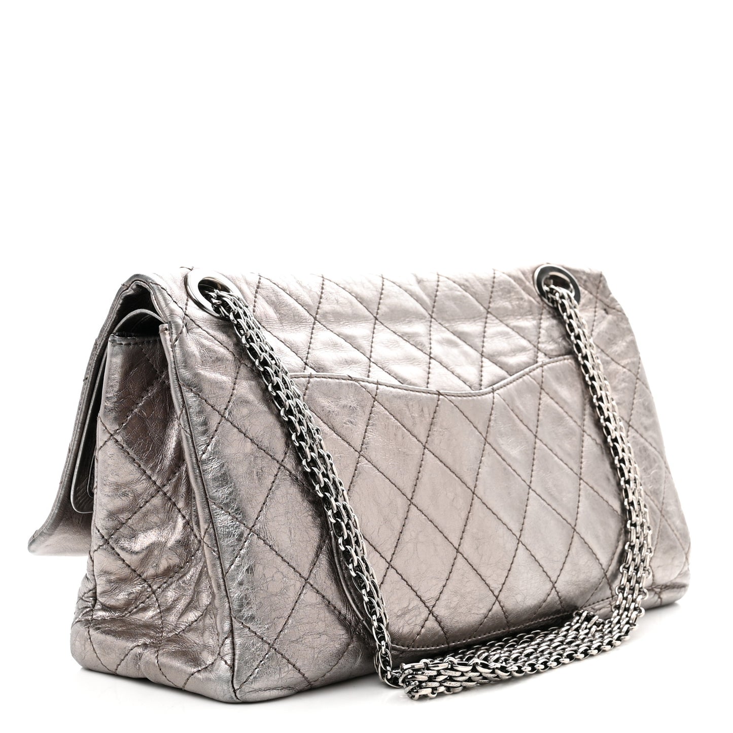 Metallic Aged Calfskin Quilted 2.55 Reissue 227 Flap Silver