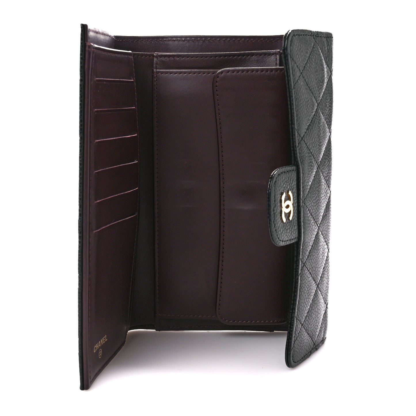Caviar Quilted Large Flap Wallet Black