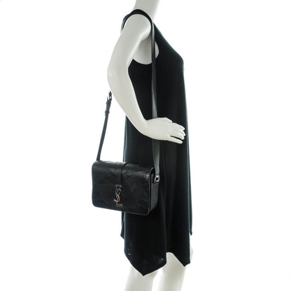 Saint Laurent Reptile Calfskin Embossed Medium Patchwork Animal Monogram Universite Bag Black 2 of 8
