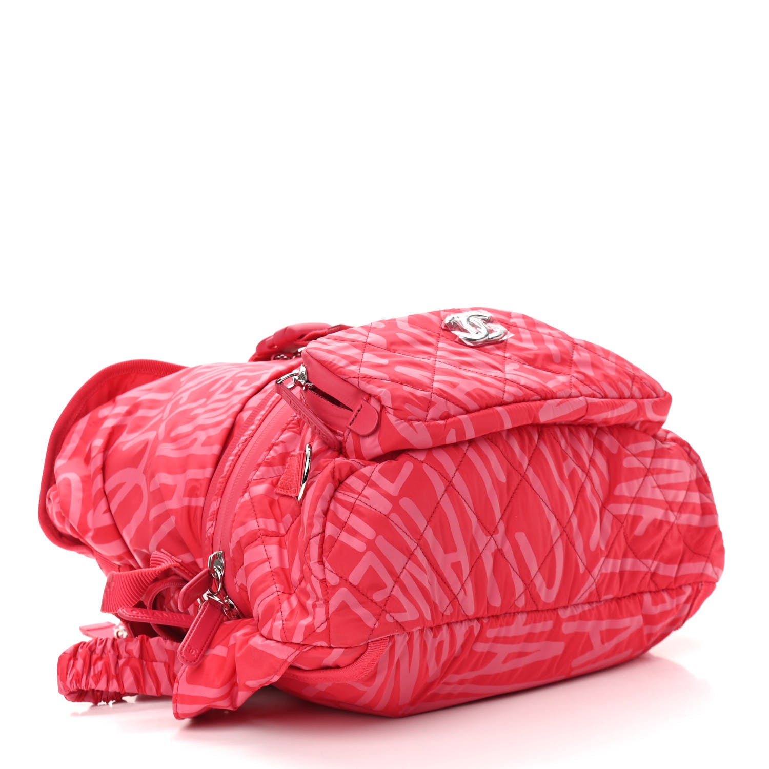 Chanel Nylon Printed Quilted Coco Neige Convertible Backpack Pink 4 of 11