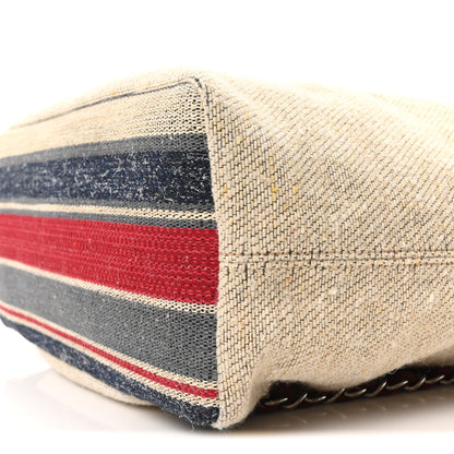 Chanel Striped Canvas Large Deauville Backpack Beige 10 of 10