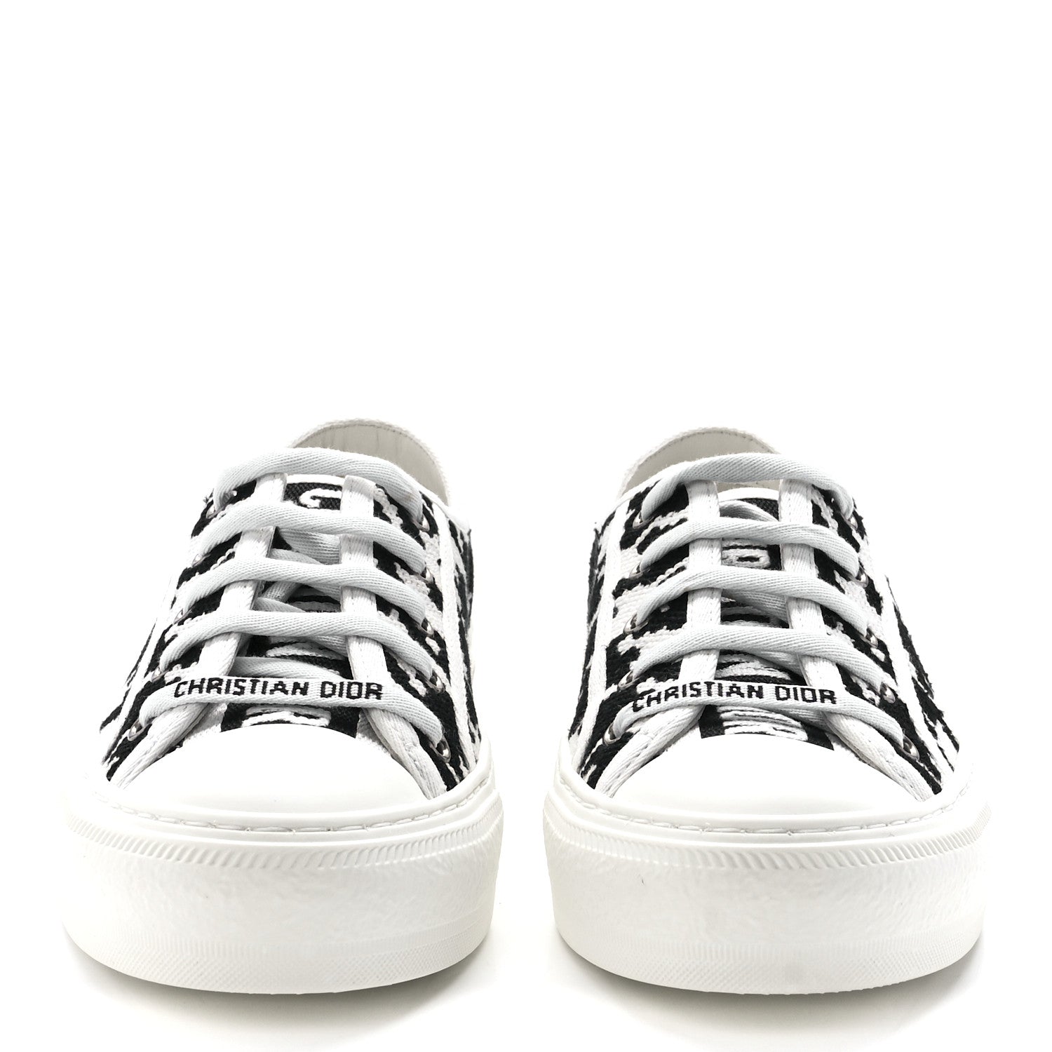 Christian Dior Canvas Macro Houndstooth Embroidered Womens Walk'N'Dior Low Top Sneakers 36 White Black 2 of 9