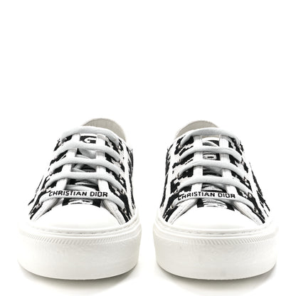 Christian Dior Canvas Macro Houndstooth Embroidered Womens Walk'N'Dior Low Top Sneakers 36 White Black 2 of 9