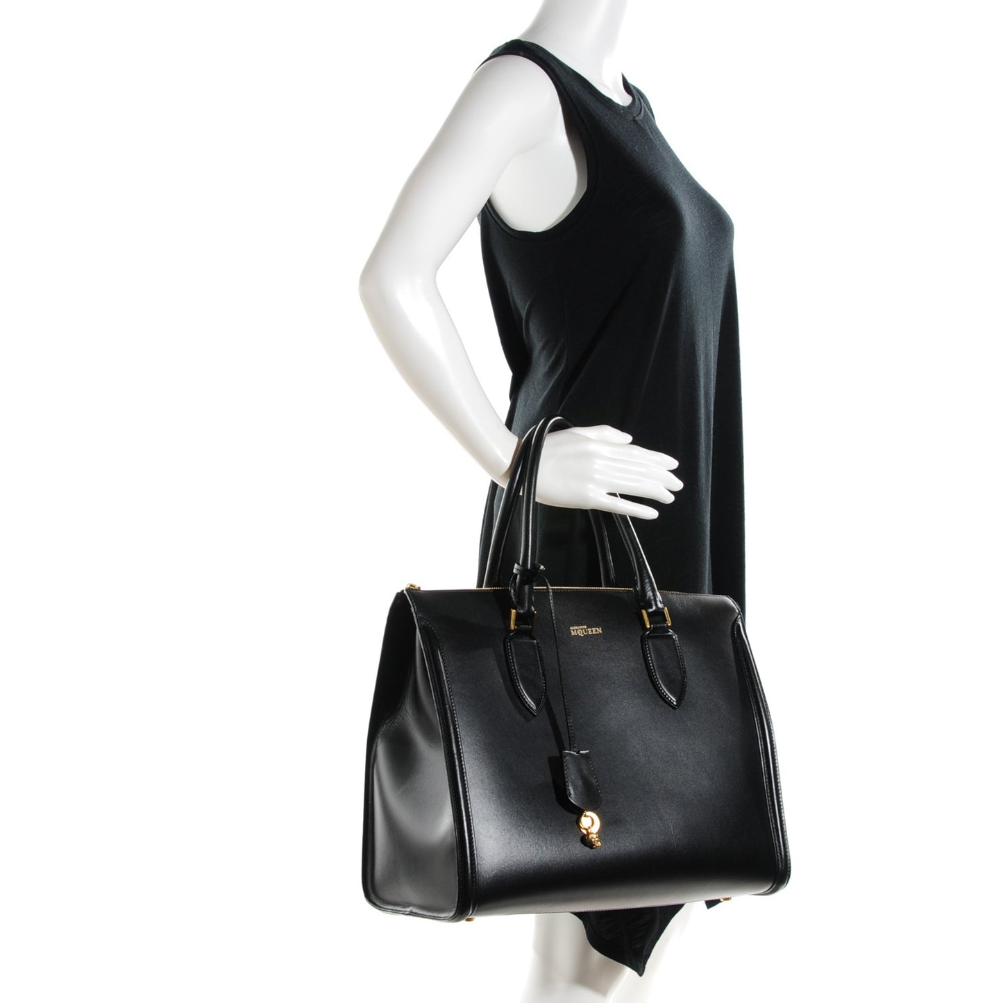 Calfskin Zip Up Heroine Tote Black