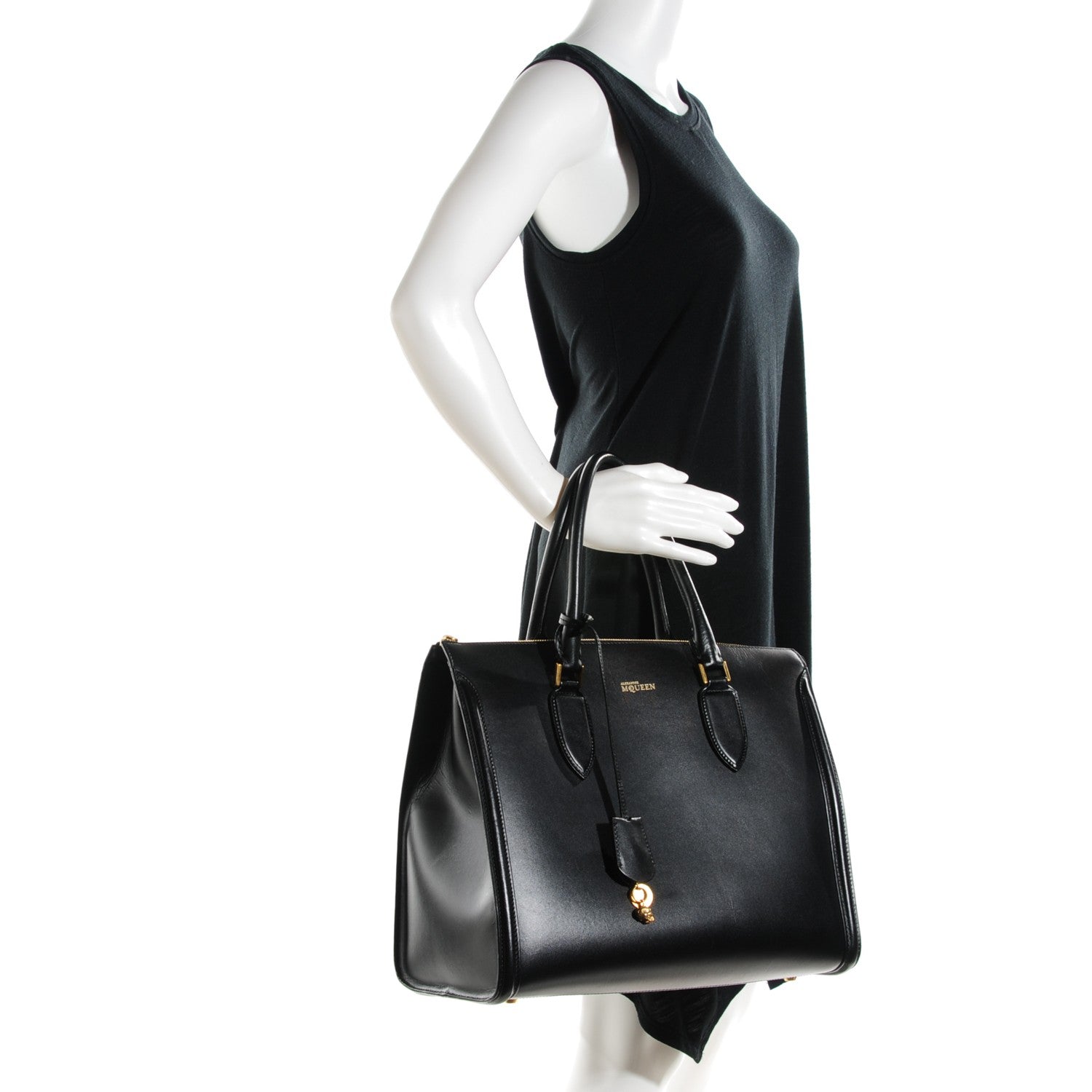 Alexander McQueen Calfskin Zip Up Heroine Tote Black 5 of 12