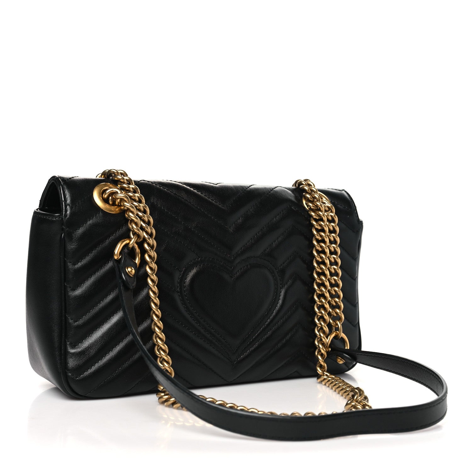 Gucci Calfskin Matelasse Small GG Marmont Shoulder Bag Black 3 of 10
