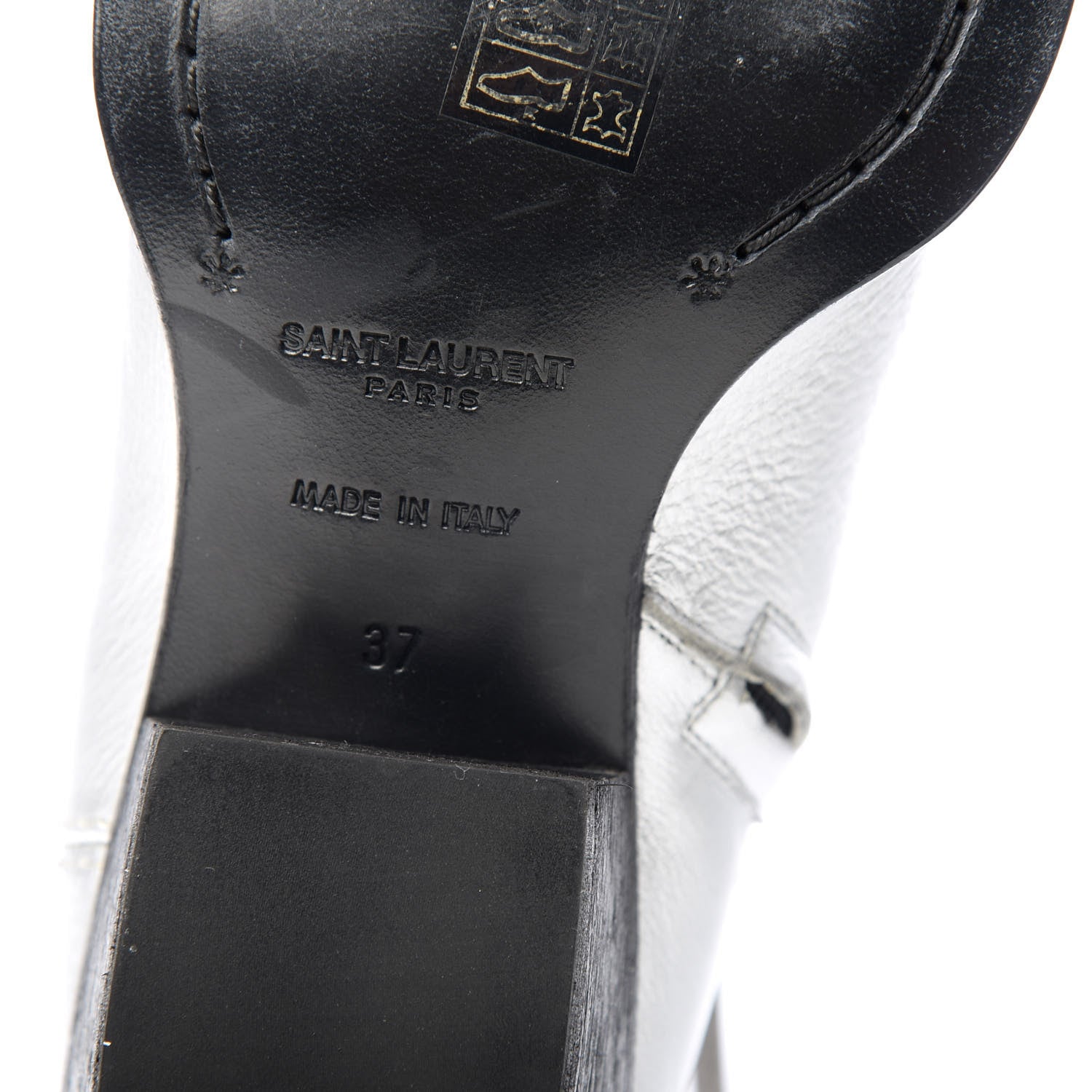 Saint Laurent Metallic Calfskin Lukas Ankle Boots 37 Silver 9 of 10