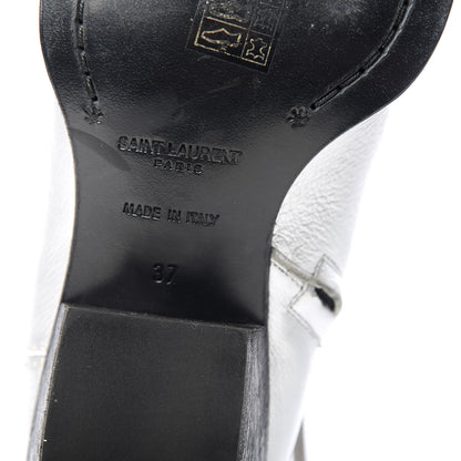 Saint Laurent Metallic Calfskin Lukas Ankle Boots 37 Silver 9 of 10