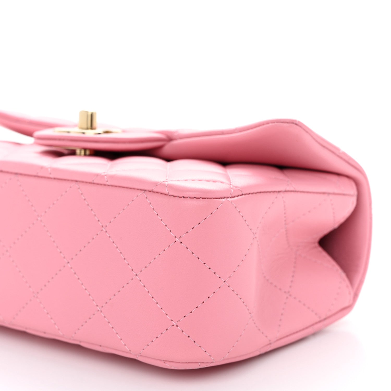 Chanel Lambskin Quilted Mini Top Handle Rectangular Flap Pink 10 of 11
