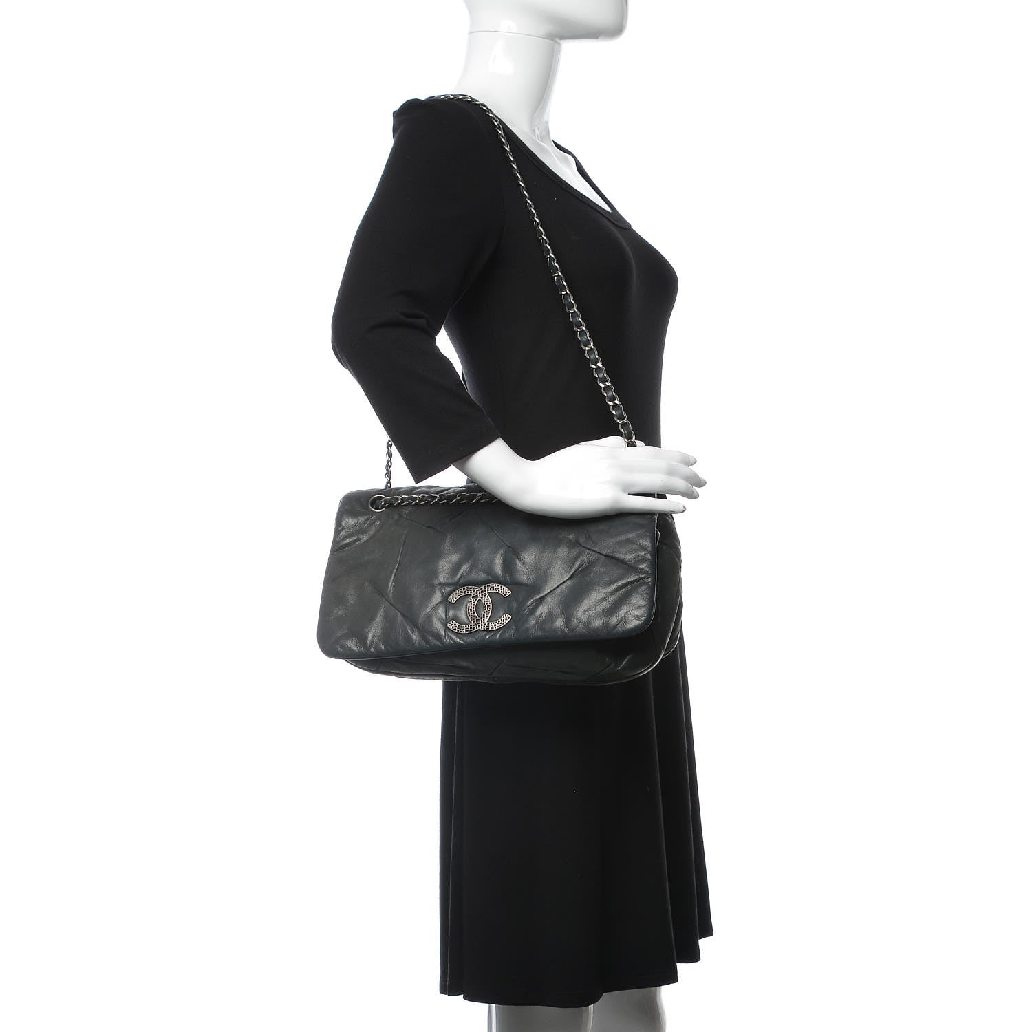 Chanel Iridescent Calfskin Glint Flap Grey 2 of 10