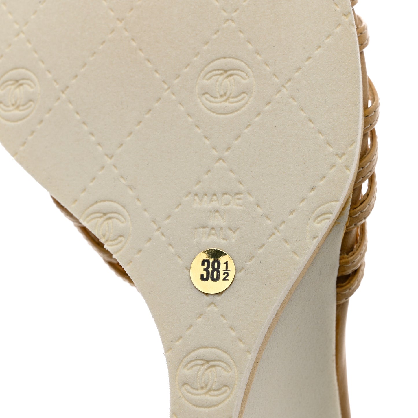 Lambskin Camellia Wedge Sandals 38.5 Beige White