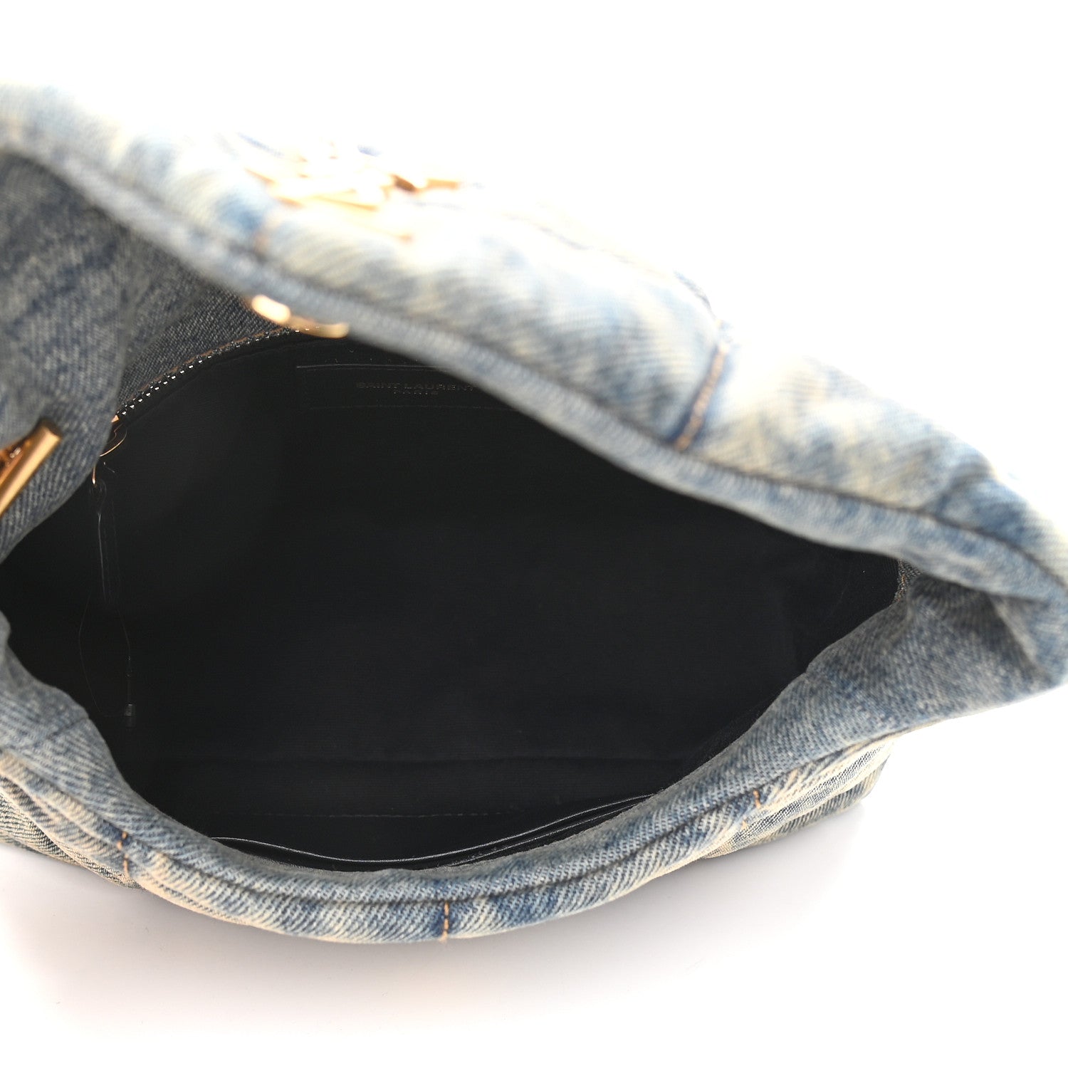 Saint Laurent Denim Quilted Toy Loulou Puffer Monogram Chain Satchel Blue Black 5 of 9