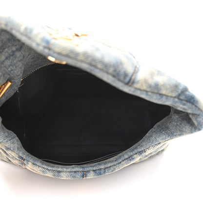 Saint Laurent Denim Quilted Toy Loulou Puffer Monogram Chain Satchel Blue Black 5 of 9