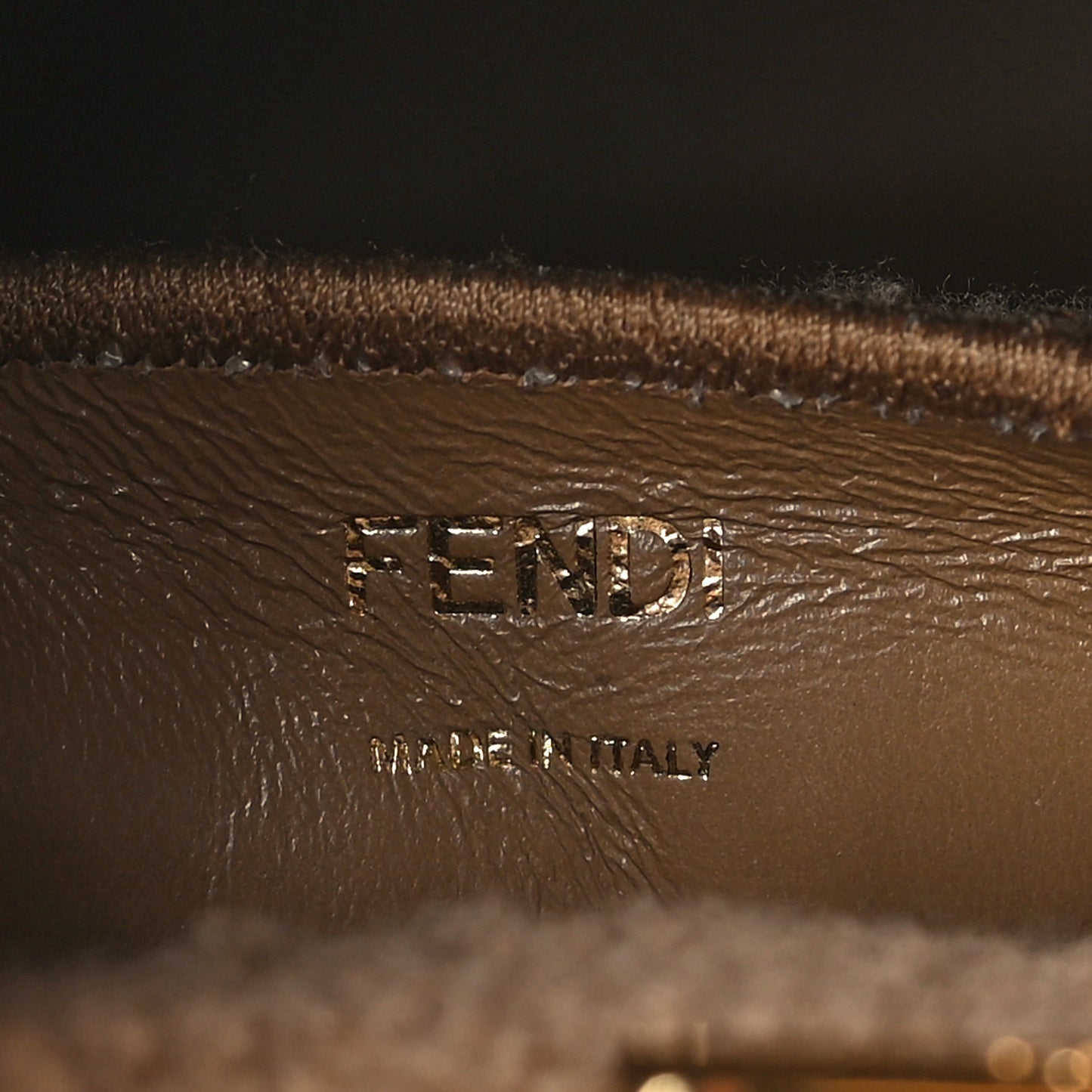 Curly Shearling Shiny Nappa Small Peekaboo I SEE U Satchel Camel
