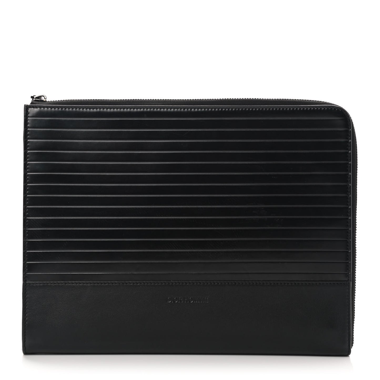 HOMME Calfskin Ribbed Document Holder Black
