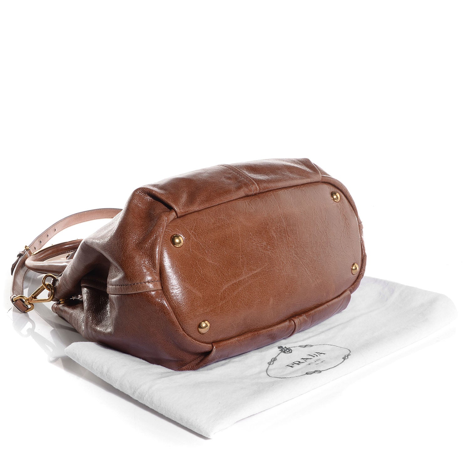 Prada Vitello Shine Convertible Satchel Palissandro 4 of 9