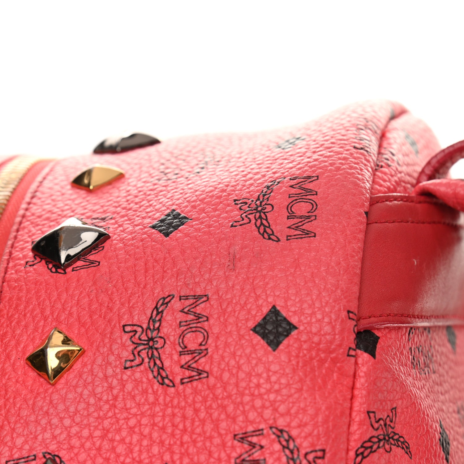 MCM Visetos Studded Small Stark M Backpack Scooter Red 14 of 16
