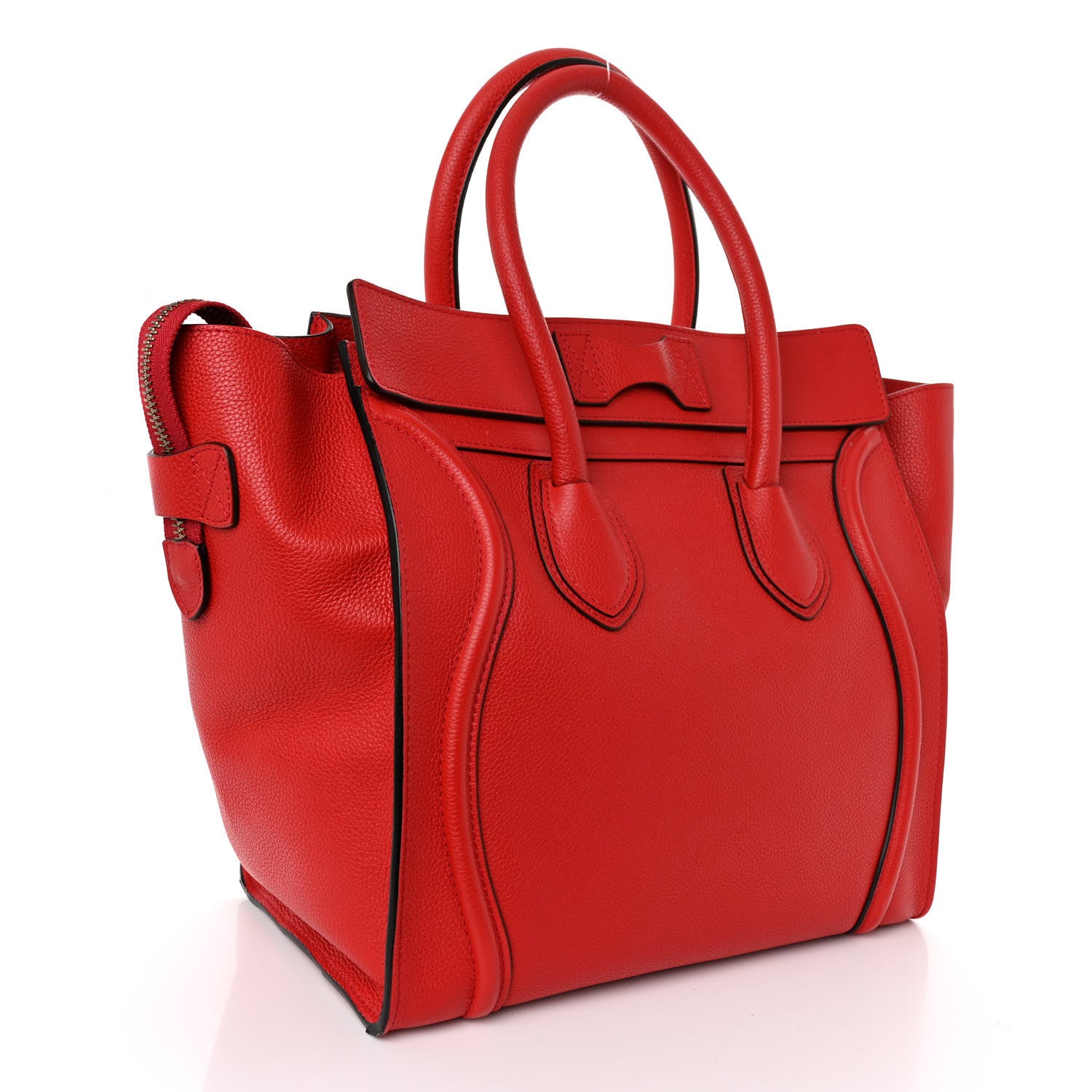 Celine Drummed Calfskin Mini Luggage Coquelicot 3 of 10