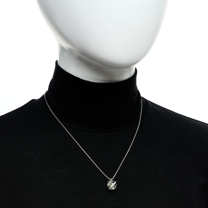 David Yurman Sterling Silver Diamond Prasiolite 10mm Petite Cable Wrap Pendant Necklace 2 of 5