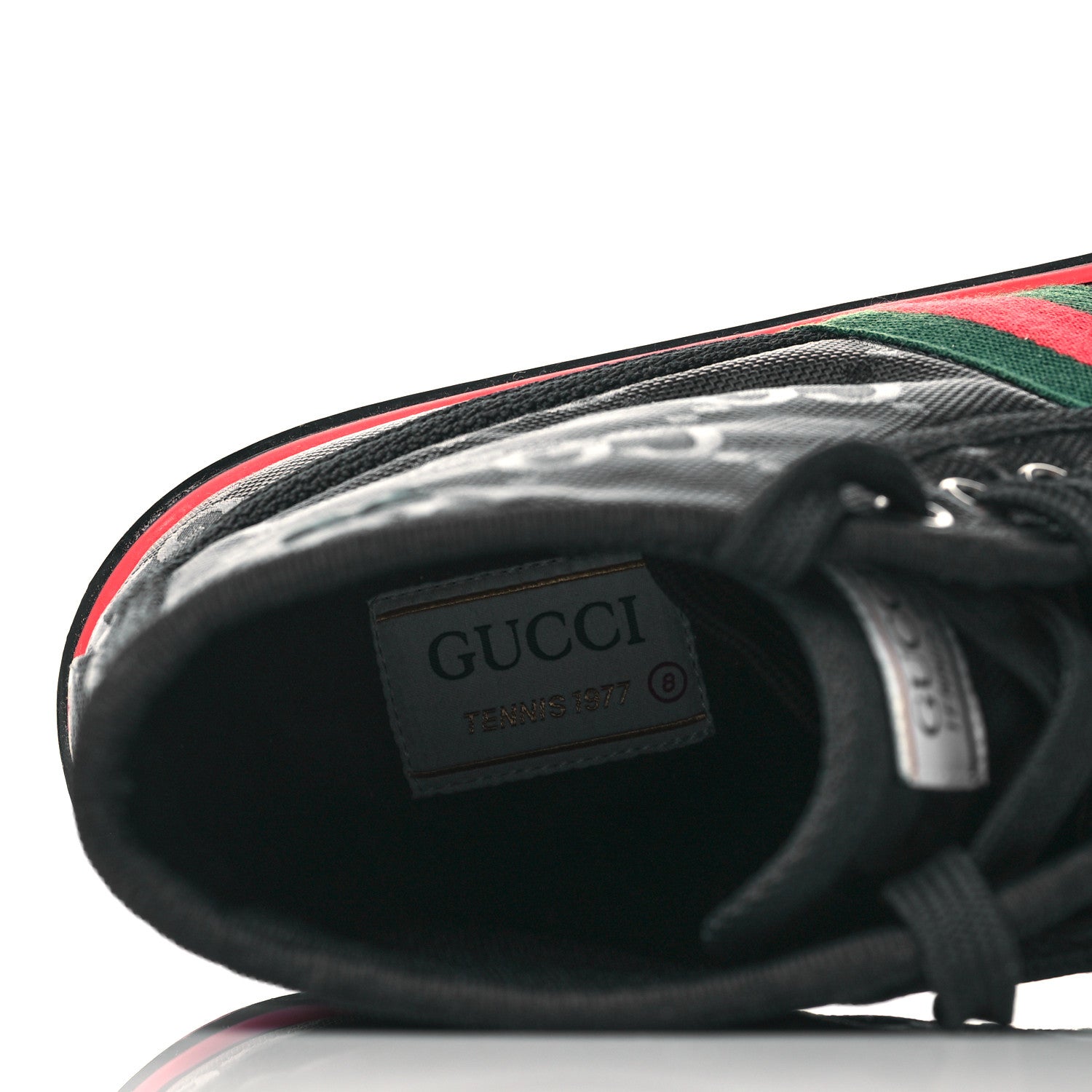 Gucci Econyl Nylon Web Monogram Off The Grid Mens 1977 Tennis High Top Sneakers 8 Black 7 of 7
