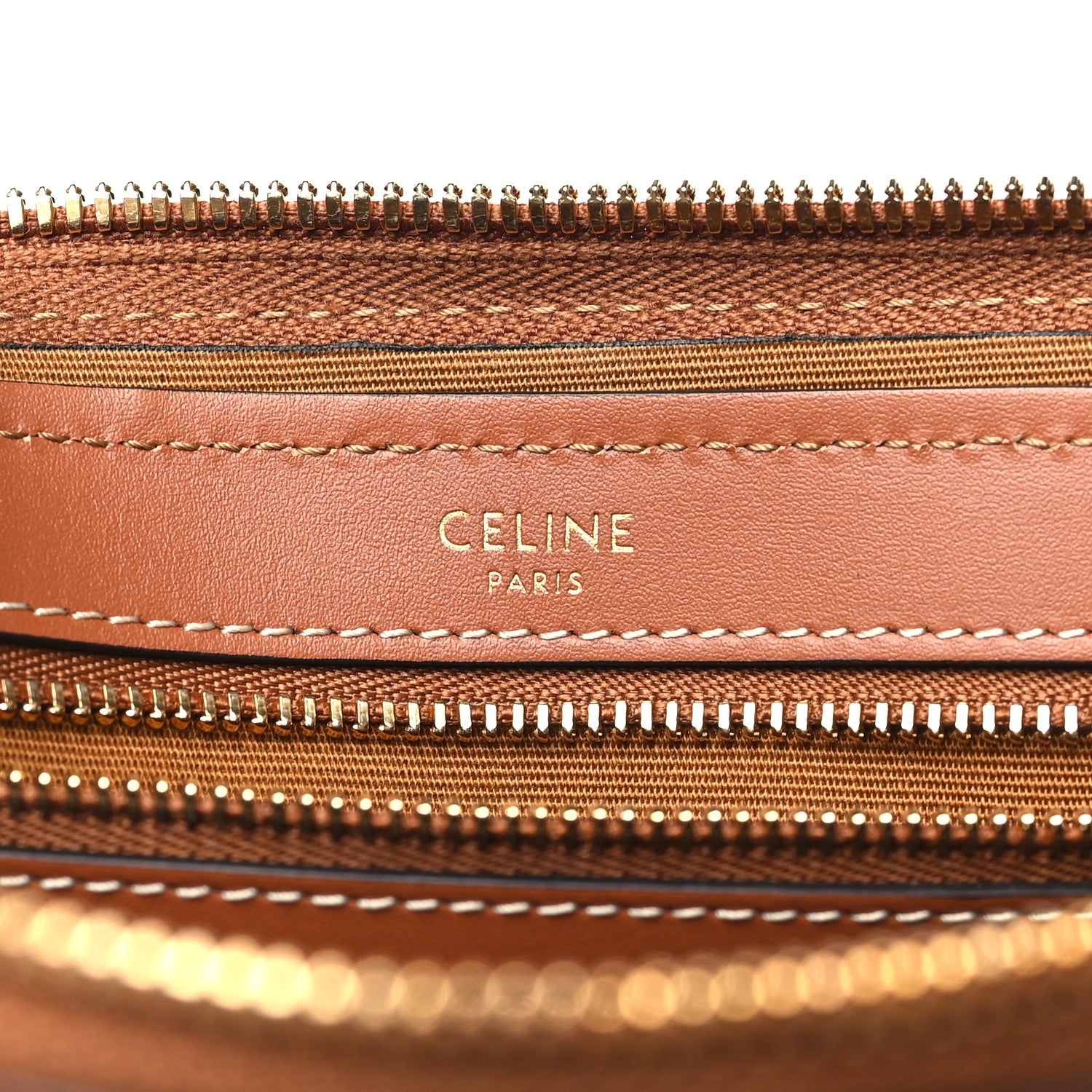 Celine Triomphe Canvas Calfskin Boston Bag Tan 6 of 11