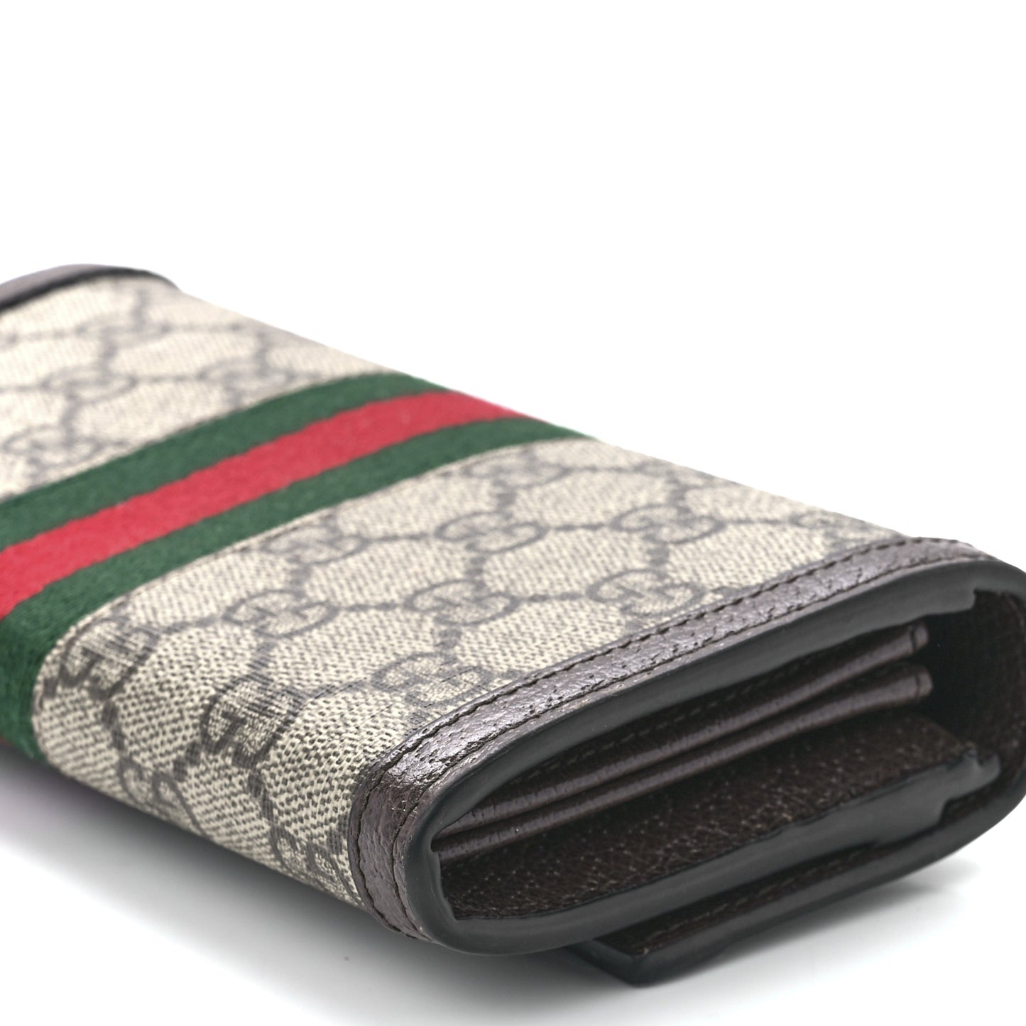 GG Supreme Monogram Web Ophidia Continental Wallet Brown