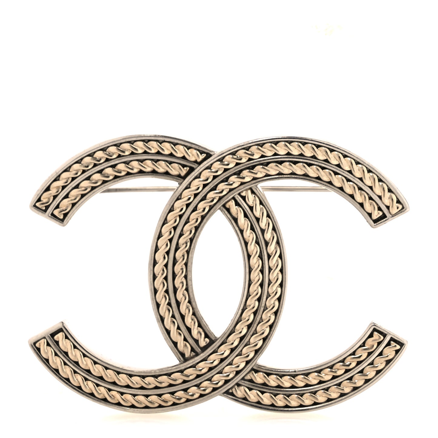 Twisted CC Brooch Silver Gold