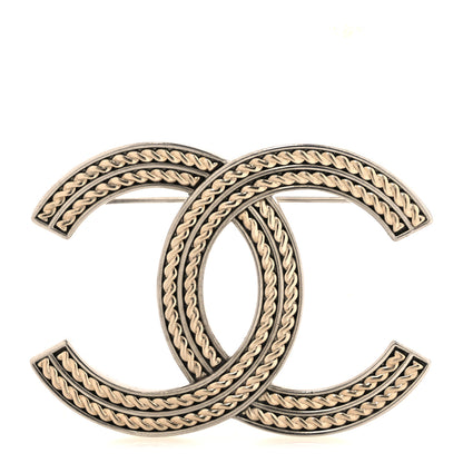 Chanel Twisted CC Brooch Silver Gold 1 of 5