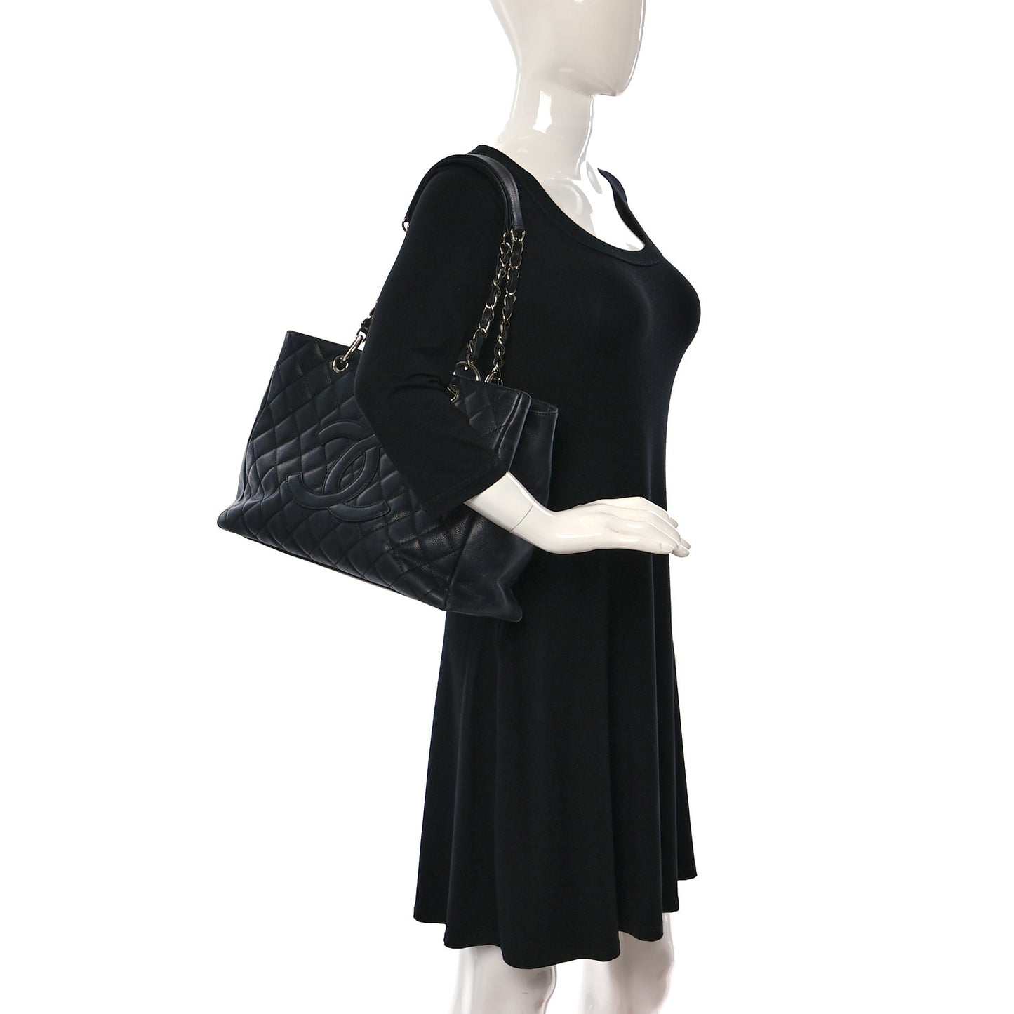 Caviar Quilted Grand Shopping Tote GST Black