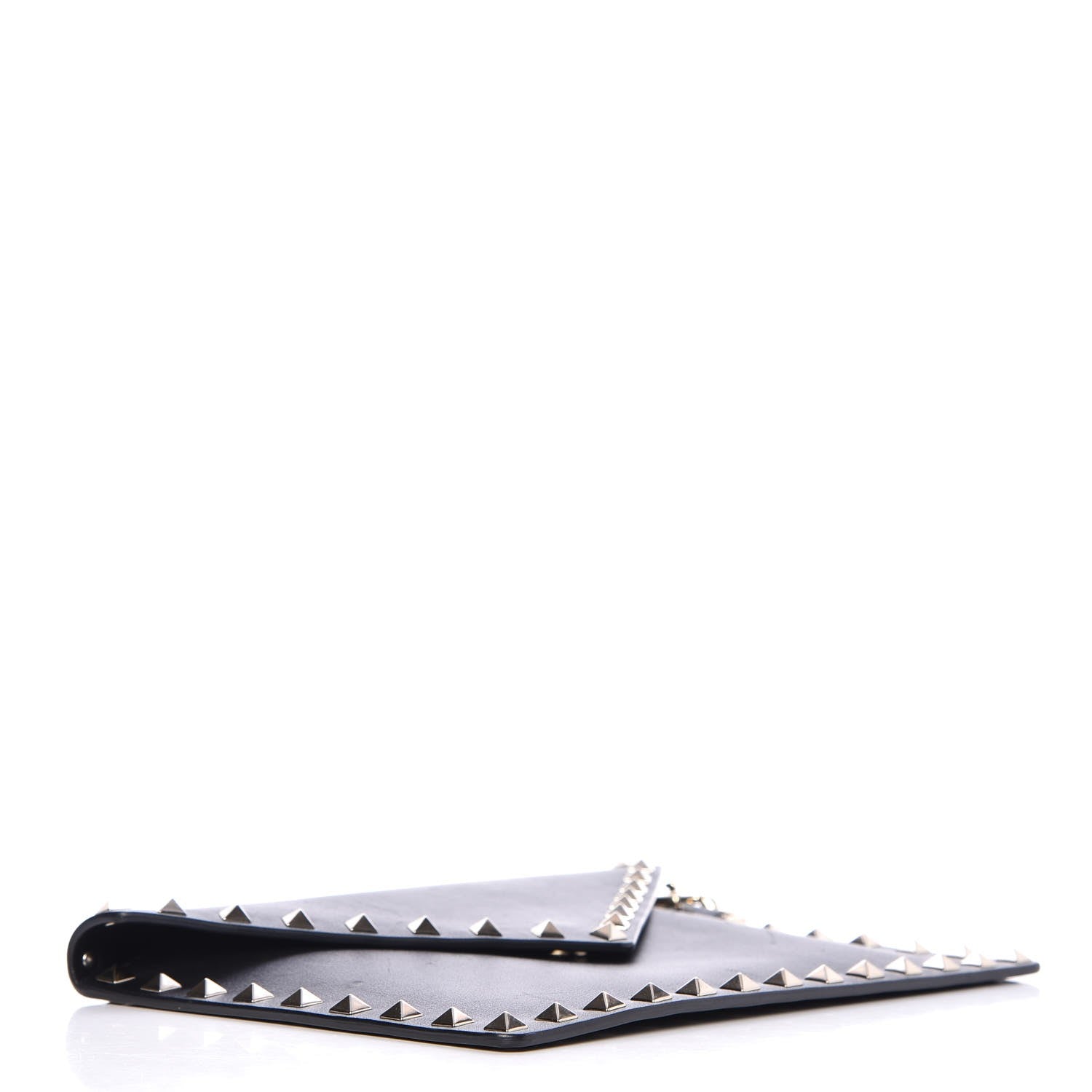 Valentino Garavani Vitello Medium Rockstud Envelope Flat Wristlet Pouch Black 4 of 9