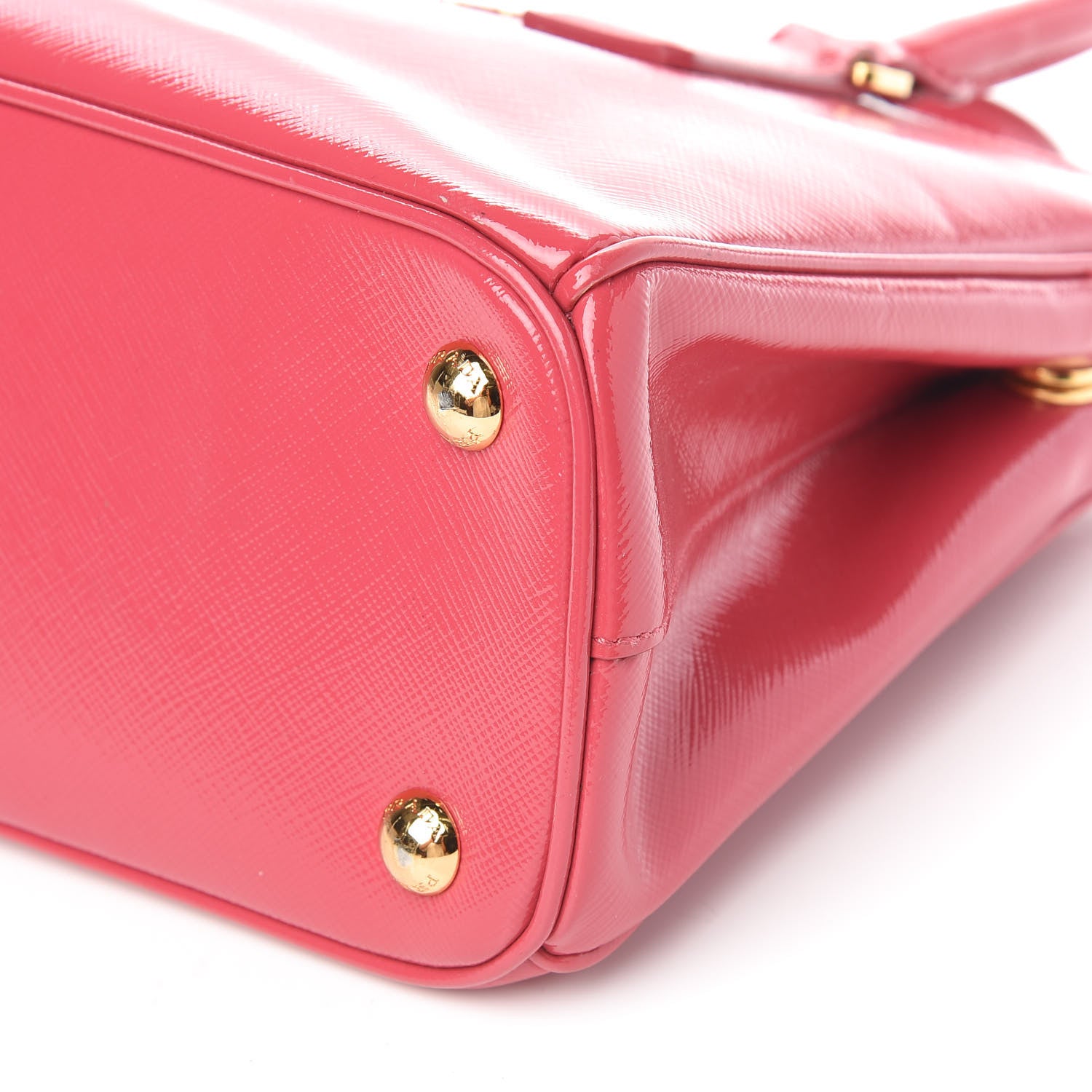Prada Saffiano Vernice Mini Galleria Double Zip Tote Peonia 6 of 16
